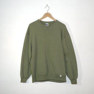 Russell Athletic Made in USA Crewneck Sweatshirt Olive Green Mens Large